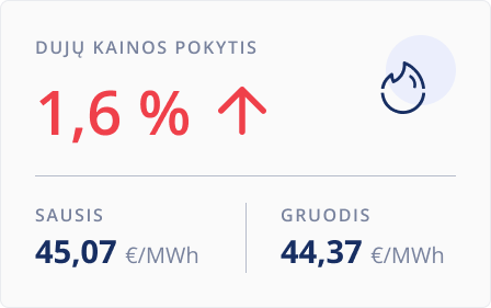 Dujų kainų pokytis. Sausis.