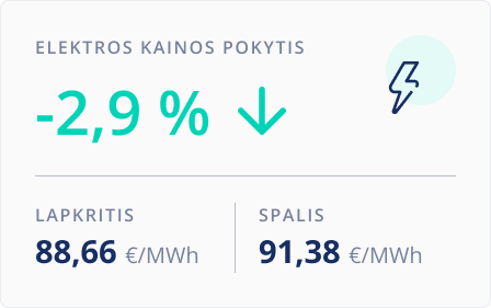 Elektros kainų pokytis. Gruodis.