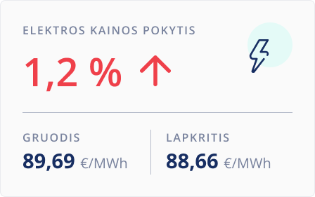 Elektros kainų pokytis. Gruodis.