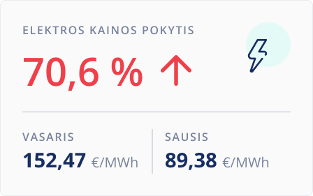 Elektros kainų pokytis. Vasaris.