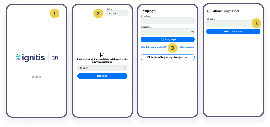 Instrukcija, kai programėlėje įjungti automatiniai nustatymai