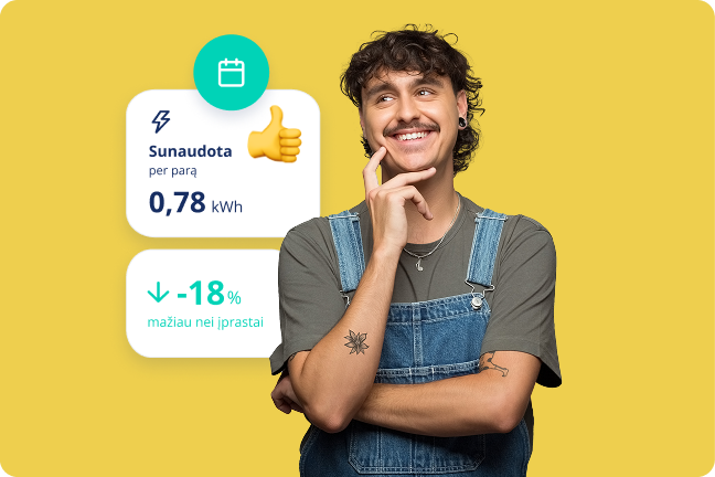 Vyras mąsto apie savo elektros suvartojimą