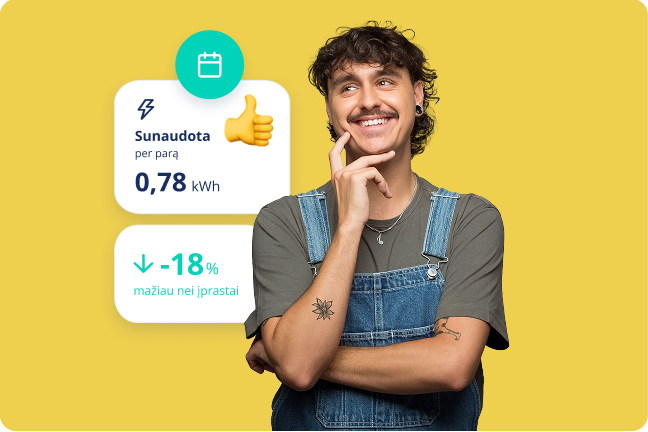 Vyras mąsto apie savo elektros suvartojimą