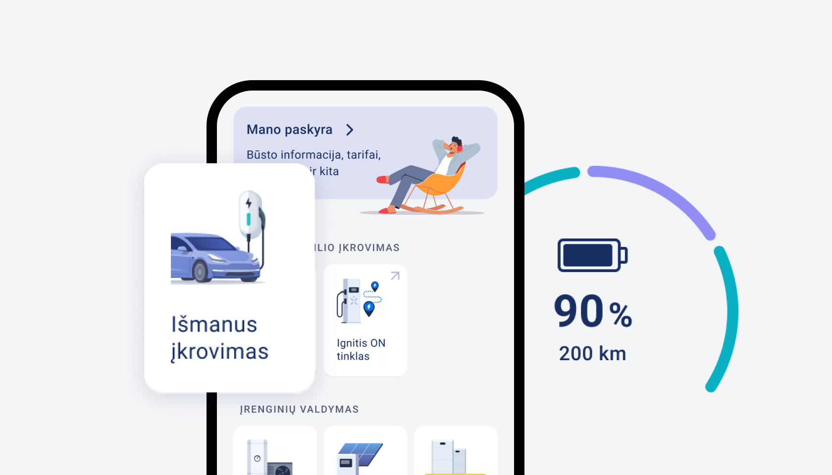Išmanaus įkrovimo paslauga EnergySmart programėlėje