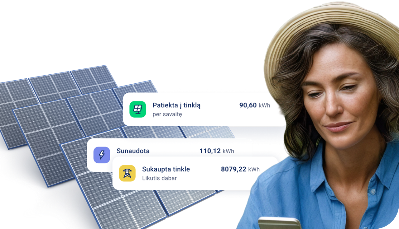 Moteris stebi saulės elektrinės energijos duomenis