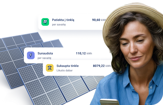 Moteris stebi saulės elektrinės energijos duomenis