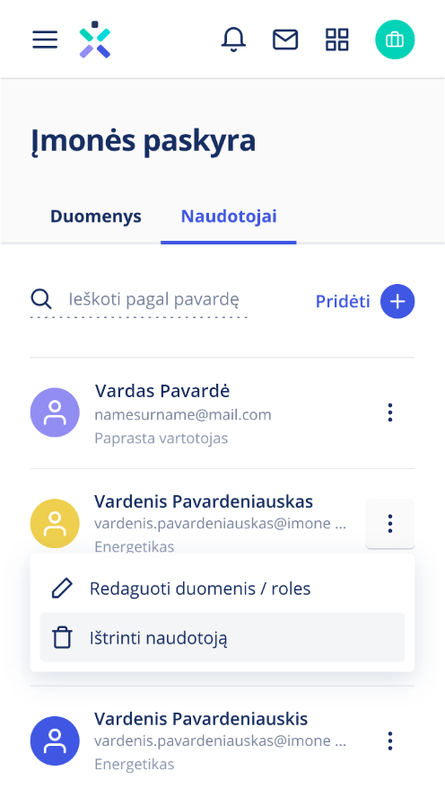 Verslo savitarnos ekrano nuotrauka