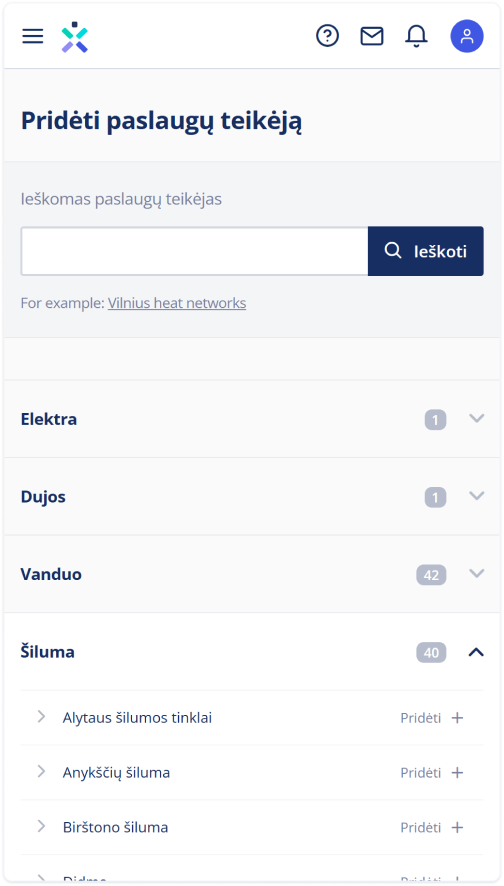 Paslaugų teikėjų langas savitarnoje
