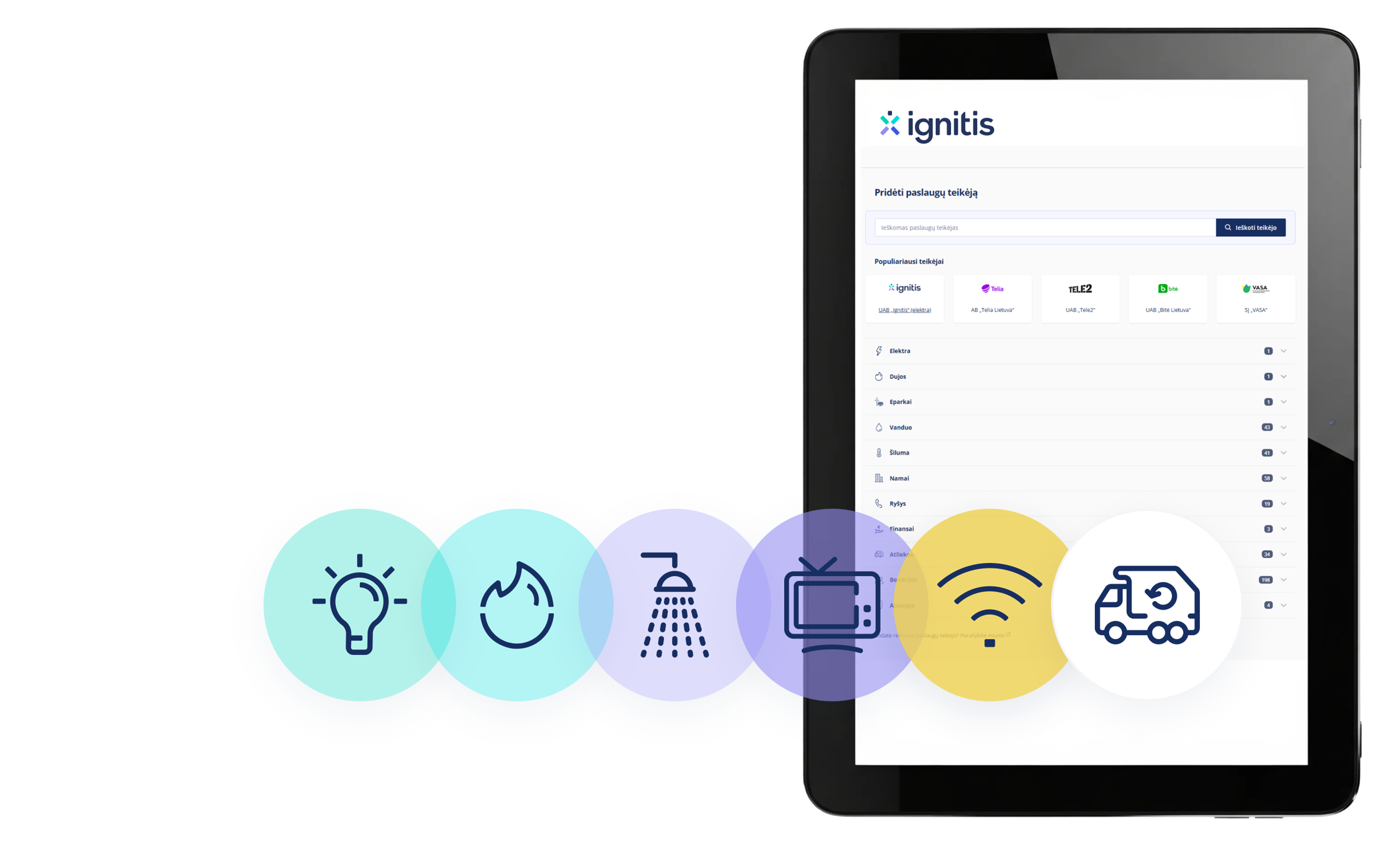 Paslaugos, už kurias galite sumokėti Ignitis savitarnoje.