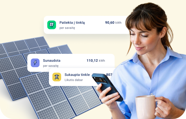 Moteris stebi saulės elektrinės energijos duomenis