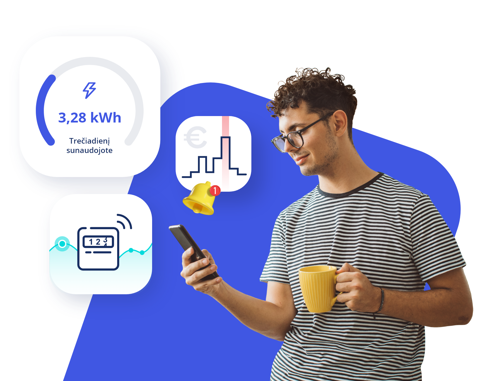 Vyras naudojasi Energysmart programėle