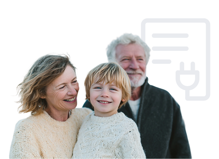 Besišypsantys senelis, mama ir vaikas