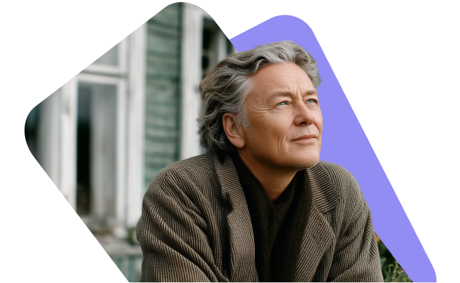 Pagyvenęs vyras svajingai žiūri į tolį