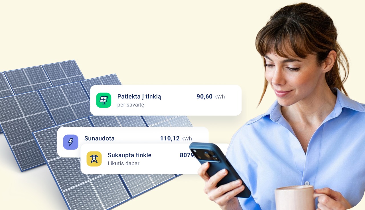 Moteris stebi saulės elektrinės energijos duomenis