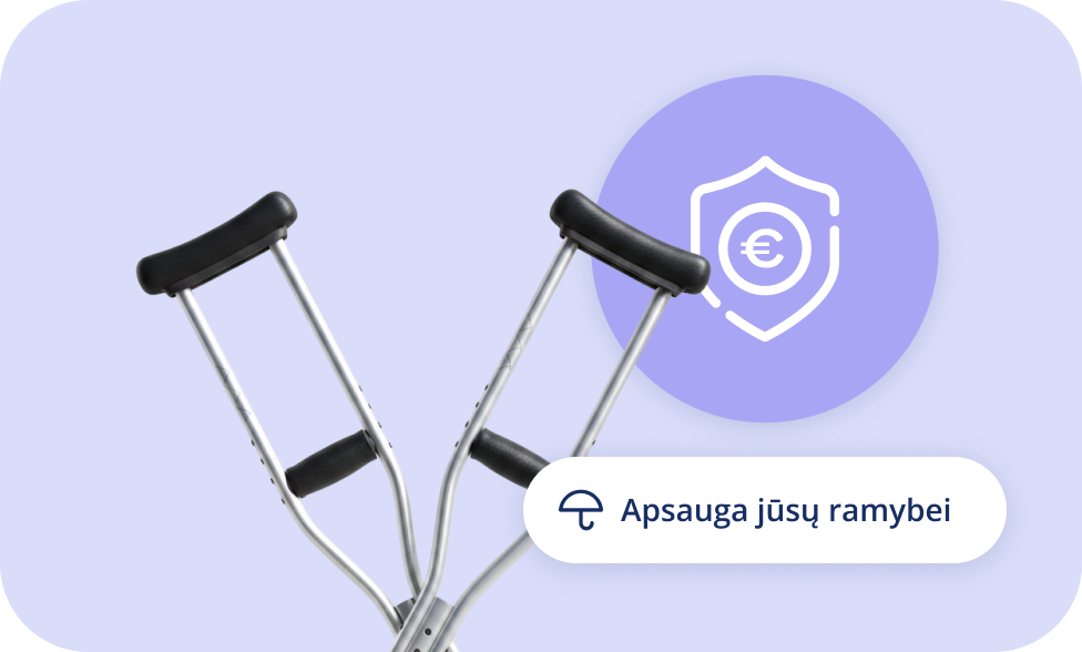 Ramentai, o šalia tekstas: „Apsauga jūsų ramybei“.