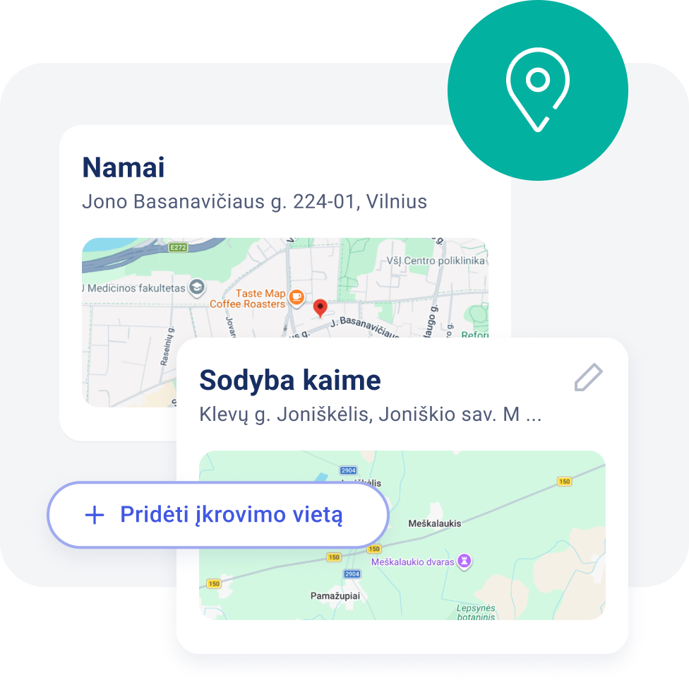 EnergySmart programėlės elektromobilio įkrovimo vietos pasirinkimo langas.