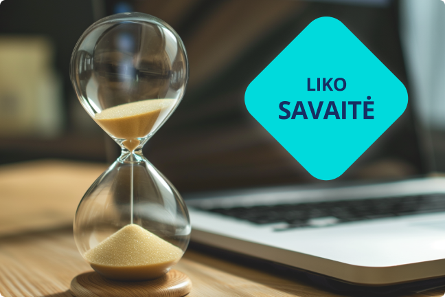 Smėlio laikrodis rodantis, kad liko savaitė